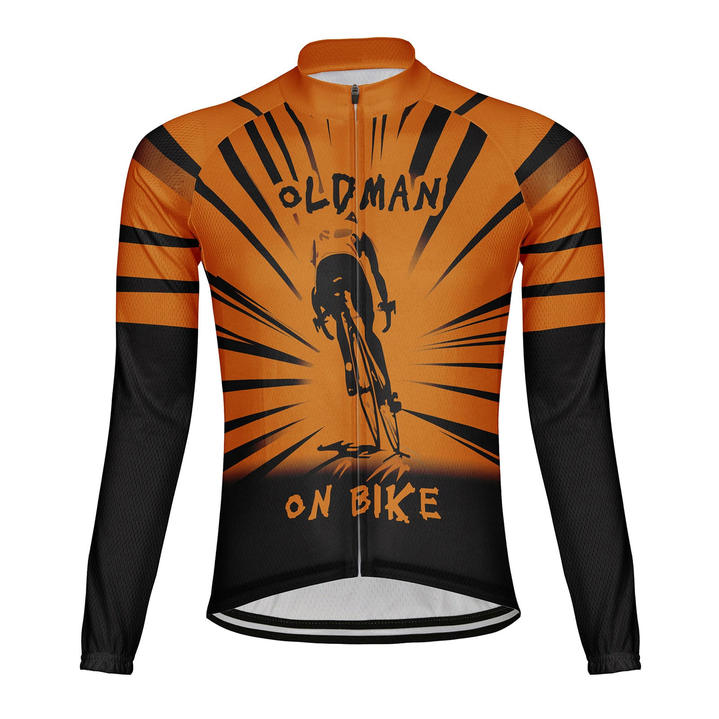Customized Old Man On Bike Men's Winter Thermal Fleece Cycling Jersey Long Sleeve
