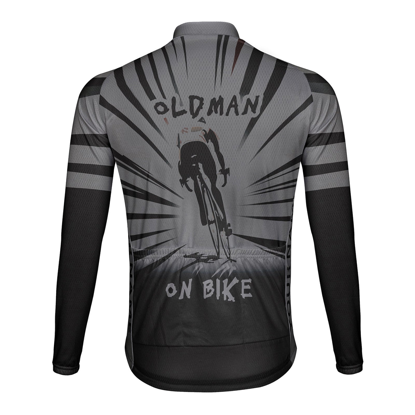 Customized Old Man On Bike Men's Winter Thermal Fleece Cycling Jersey Long Sleeve