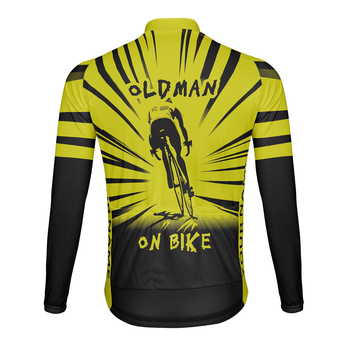 Customized Old Man On Bike Men's Winter Thermal Fleece Cycling Jersey Long Sleeve