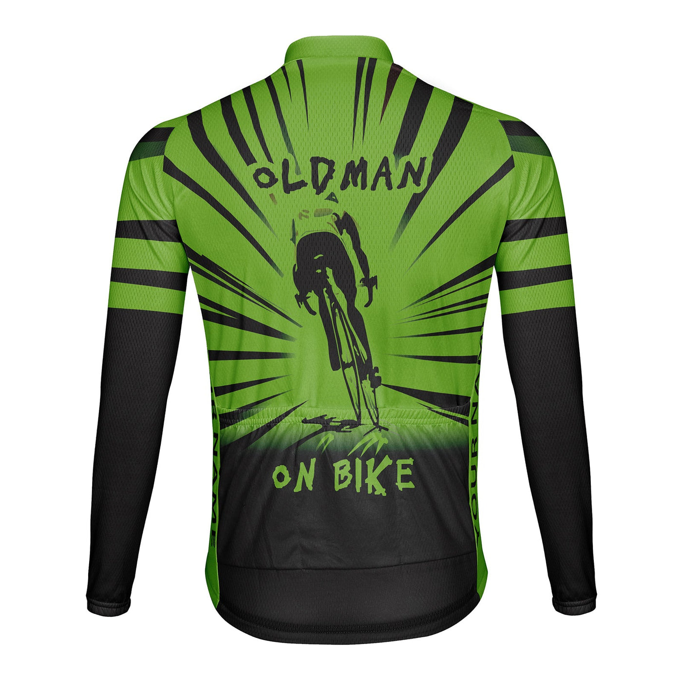 Customized Old Man On Bike Men's Winter Thermal Fleece Cycling Jersey Long Sleeve