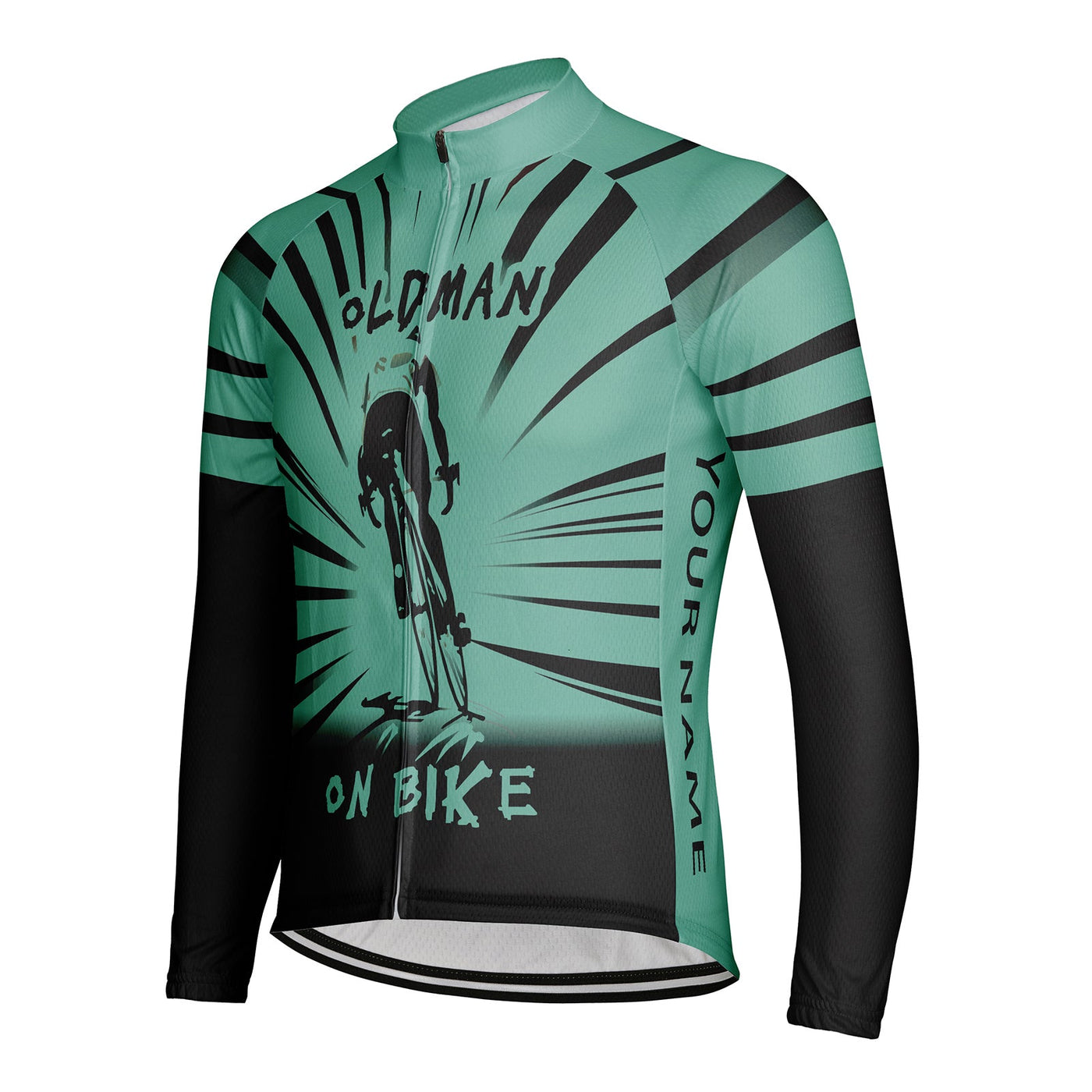 Customized Old Man On Bike Men's Winter Thermal Fleece Cycling Jersey Long Sleeve