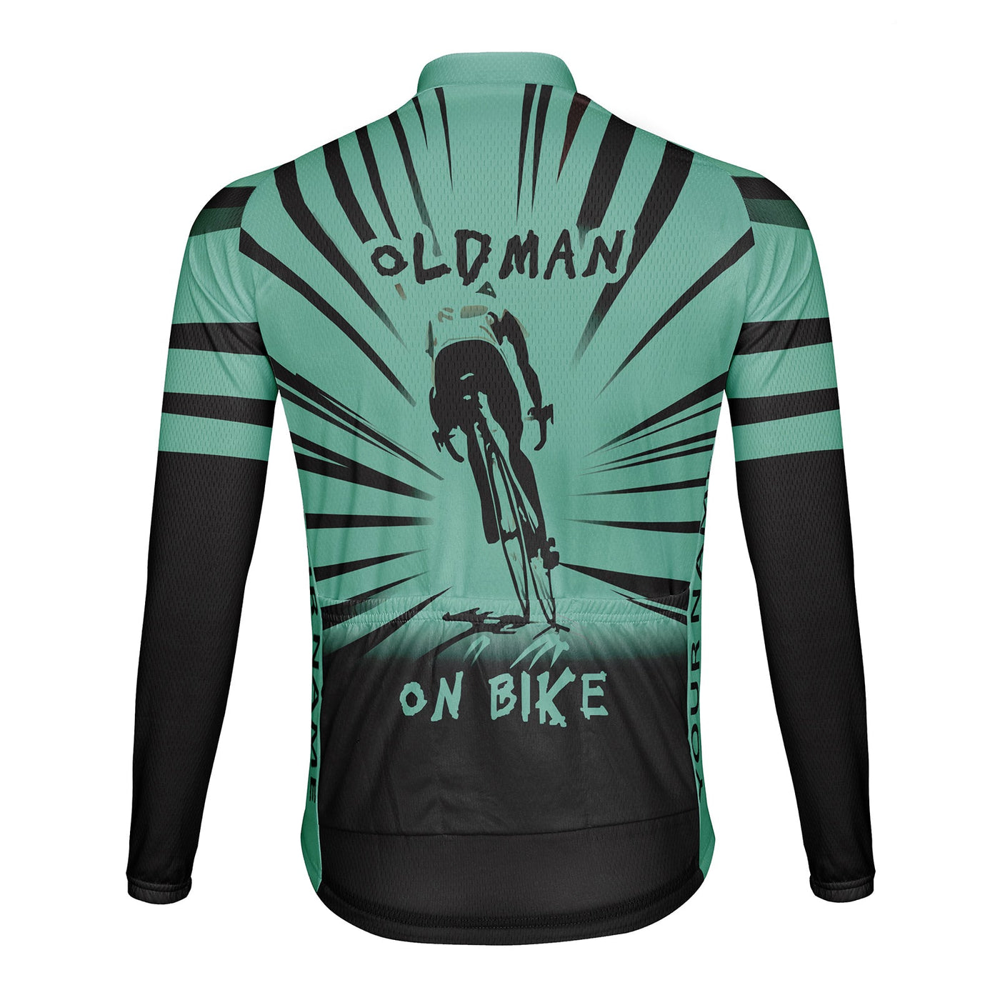 Customized Old Man On Bike Men's Winter Thermal Fleece Cycling Jersey Long Sleeve