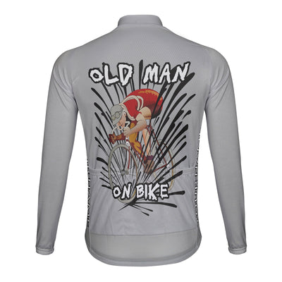 Customized Old Man On Bike Men's Winter Thermal Fleece Cycling Jersey Long Sleeve