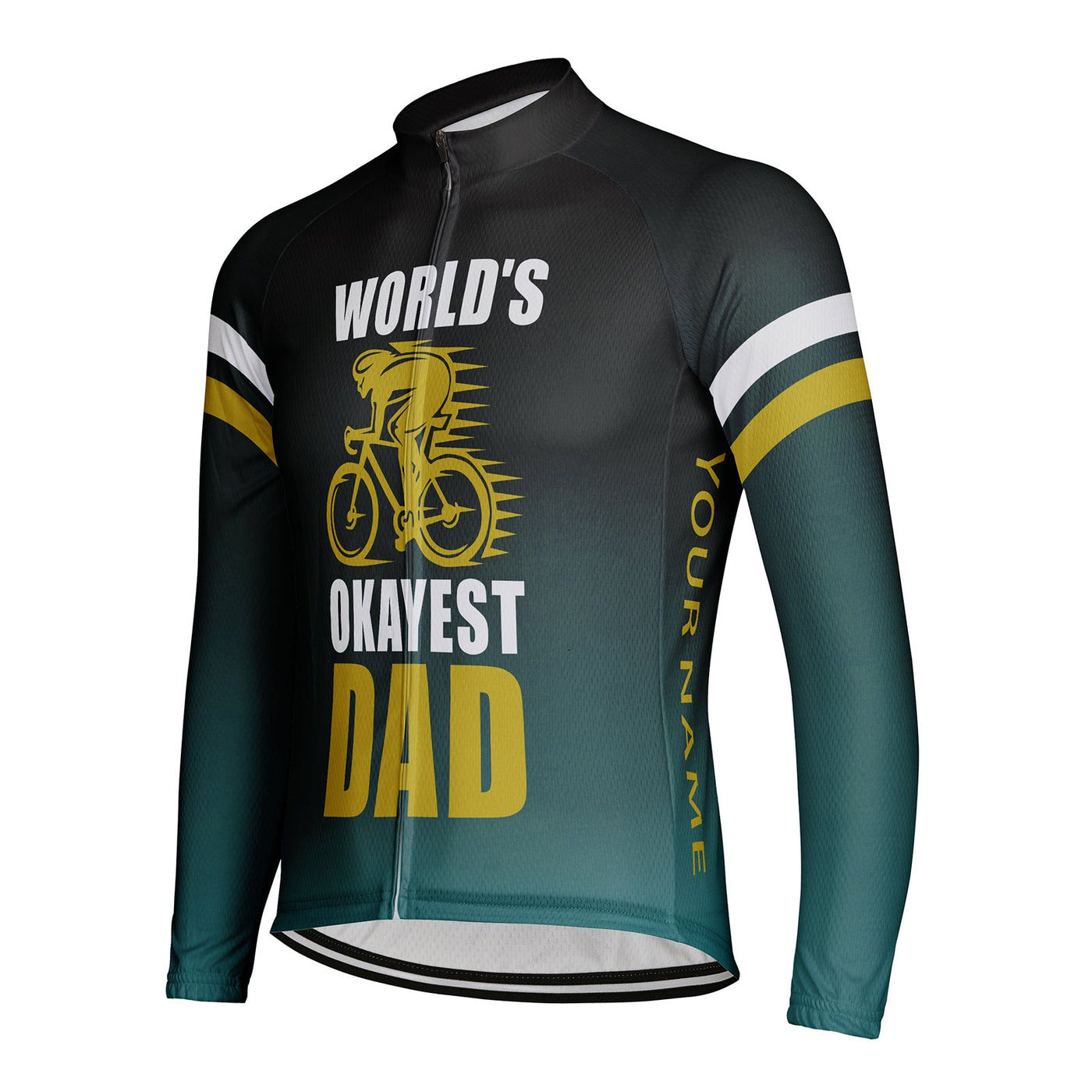 Customized Okayest Super Dad Men's Winter Thermal Fleece Cycling Jersey Long Sleeve