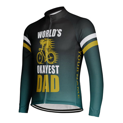 Customized Okayest Super Dad Men's Winter Thermal Fleece Cycling Jersey Long Sleeve