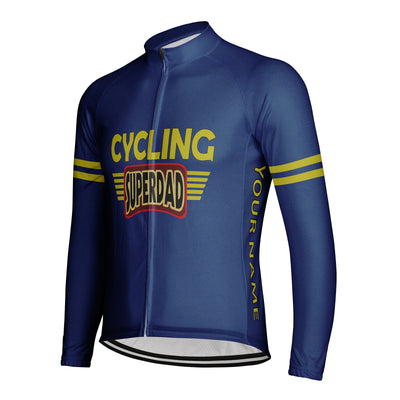 Customized Okayest Super Dad Men's Winter Thermal Fleece Cycling Jersey Long Sleeve