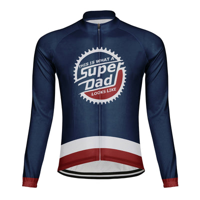 Customized Okayest Super Dad Men's Winter Thermal Fleece Cycling Jersey Long Sleeve