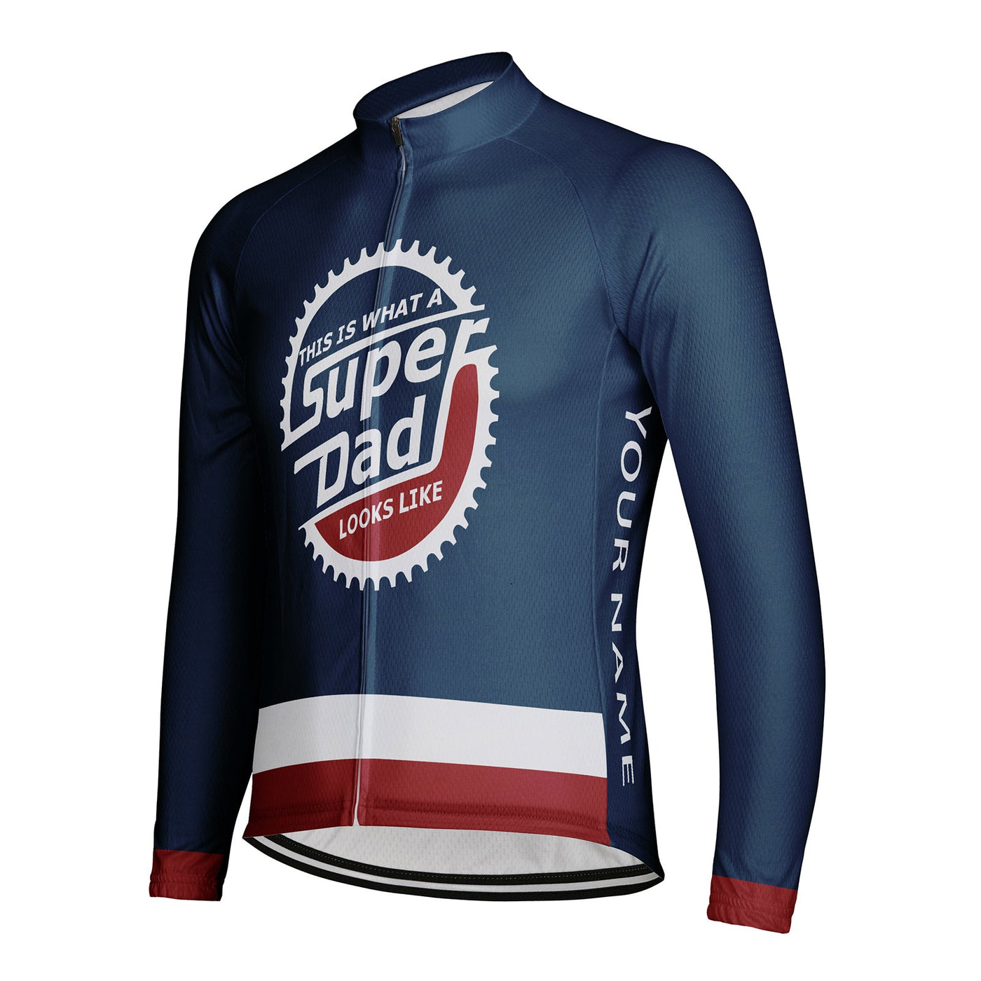 Customized Okayest Super Dad Men's Winter Thermal Fleece Cycling Jersey Long Sleeve