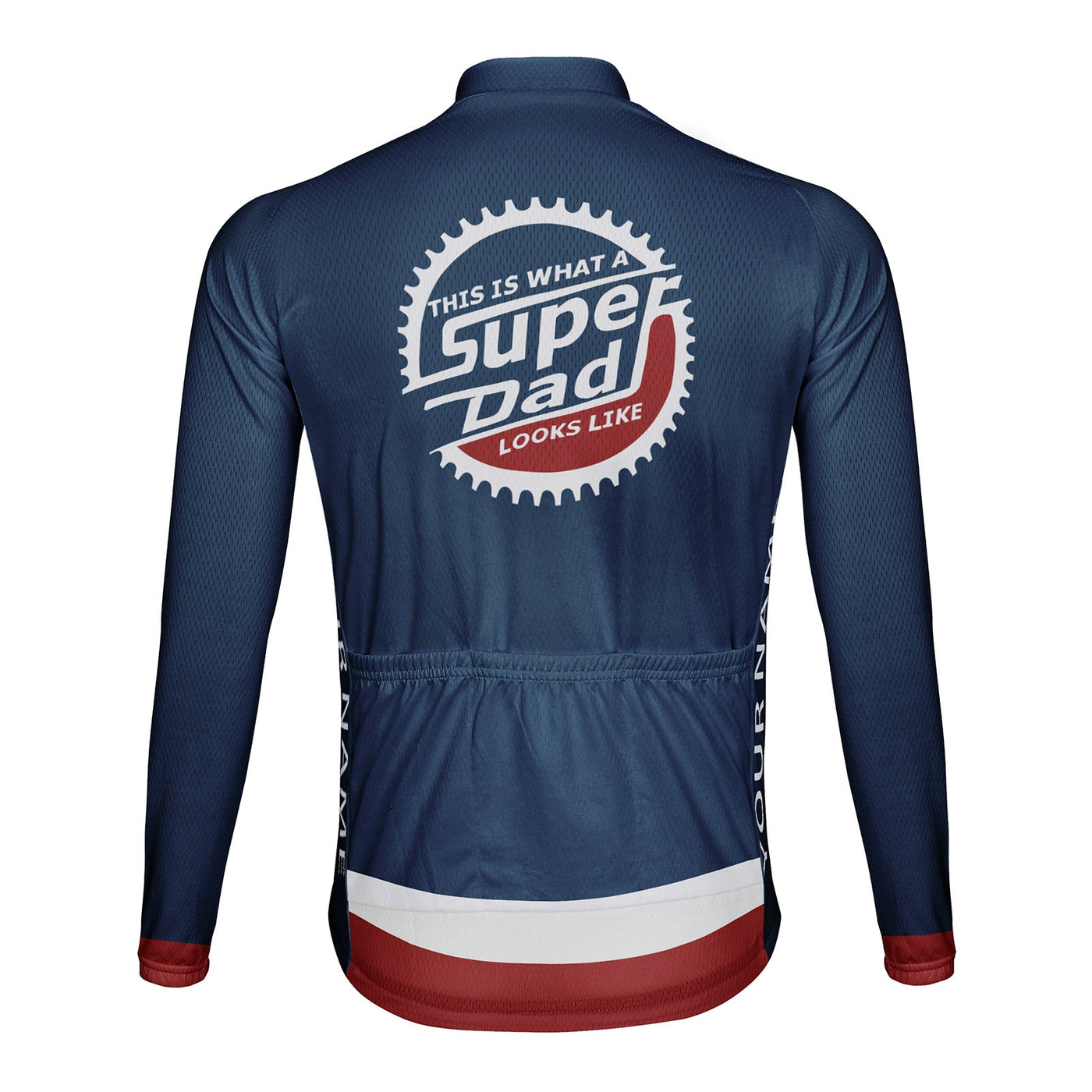 Customized Okayest Super Dad Men's Winter Thermal Fleece Cycling Jersey Long Sleeve