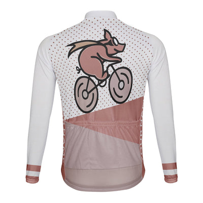 Customized Pig Men's Winter Thermal Fleece Cycling Jersey Long Sleeve