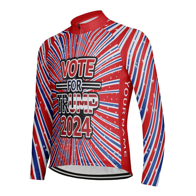 Customized Trump 2024 Men's Winter Thermal Fleece Cycling Jersey Long Sleeve