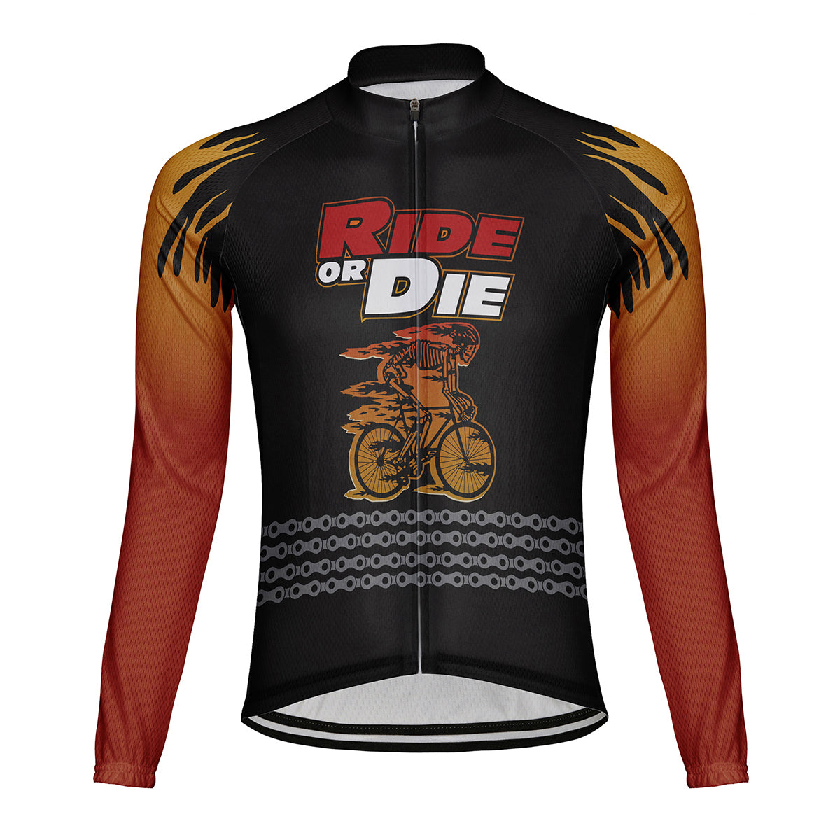 Customized Ride or Die Men's Winter Thermal Fleece Cycling Jersey Long Sleeve