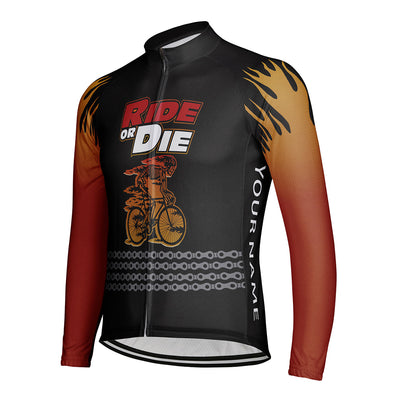 Customized Ride or Die Men's Winter Thermal Fleece Cycling Jersey Long Sleeve
