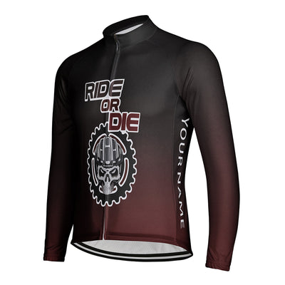 Customized Ride or Die Men's Winter Thermal Fleece Cycling Jersey Long Sleeve
