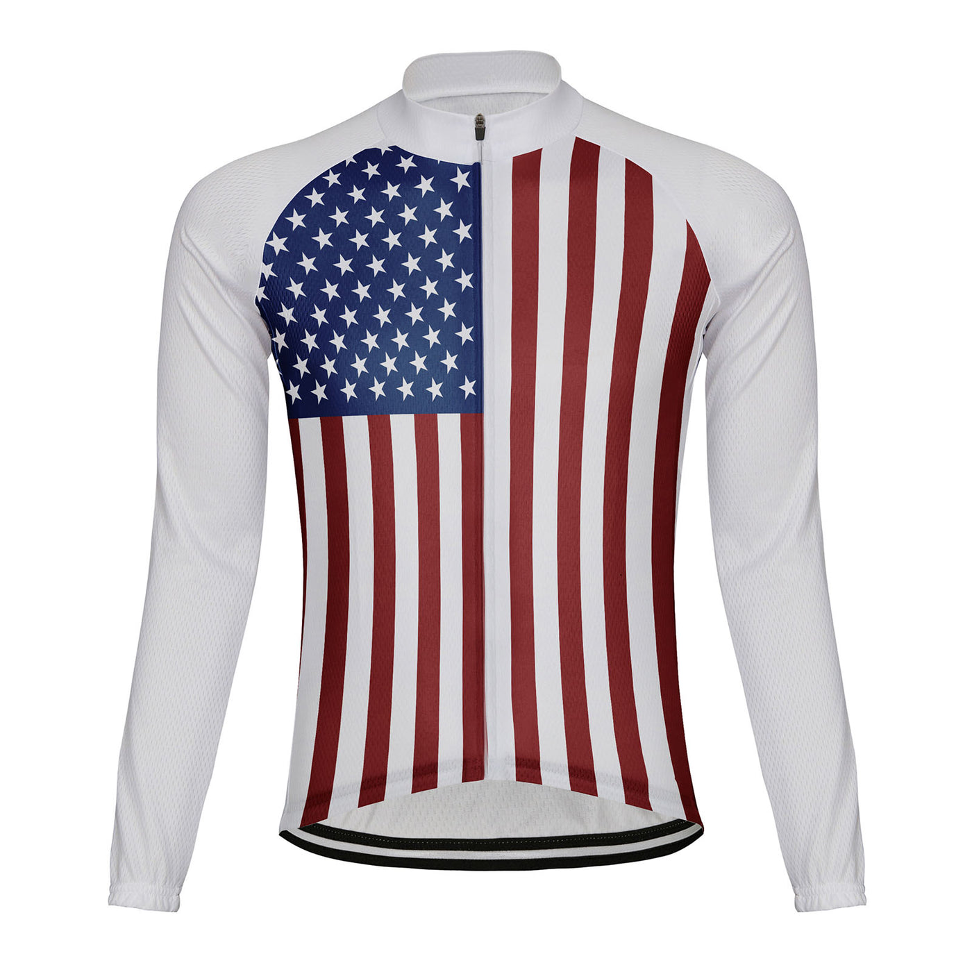 Customized Usa Flag Men's Winter Thermal Fleece Cycling Jersey Long Sleeve