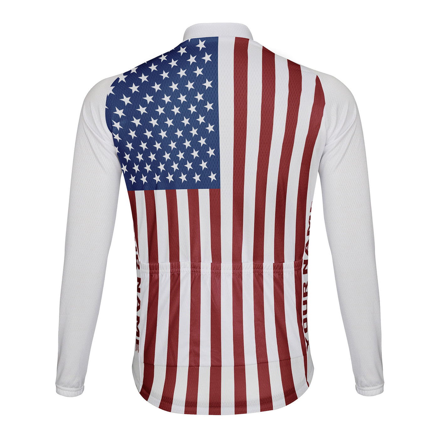 Customized Usa Flag Men's Winter Thermal Fleece Cycling Jersey Long Sleeve