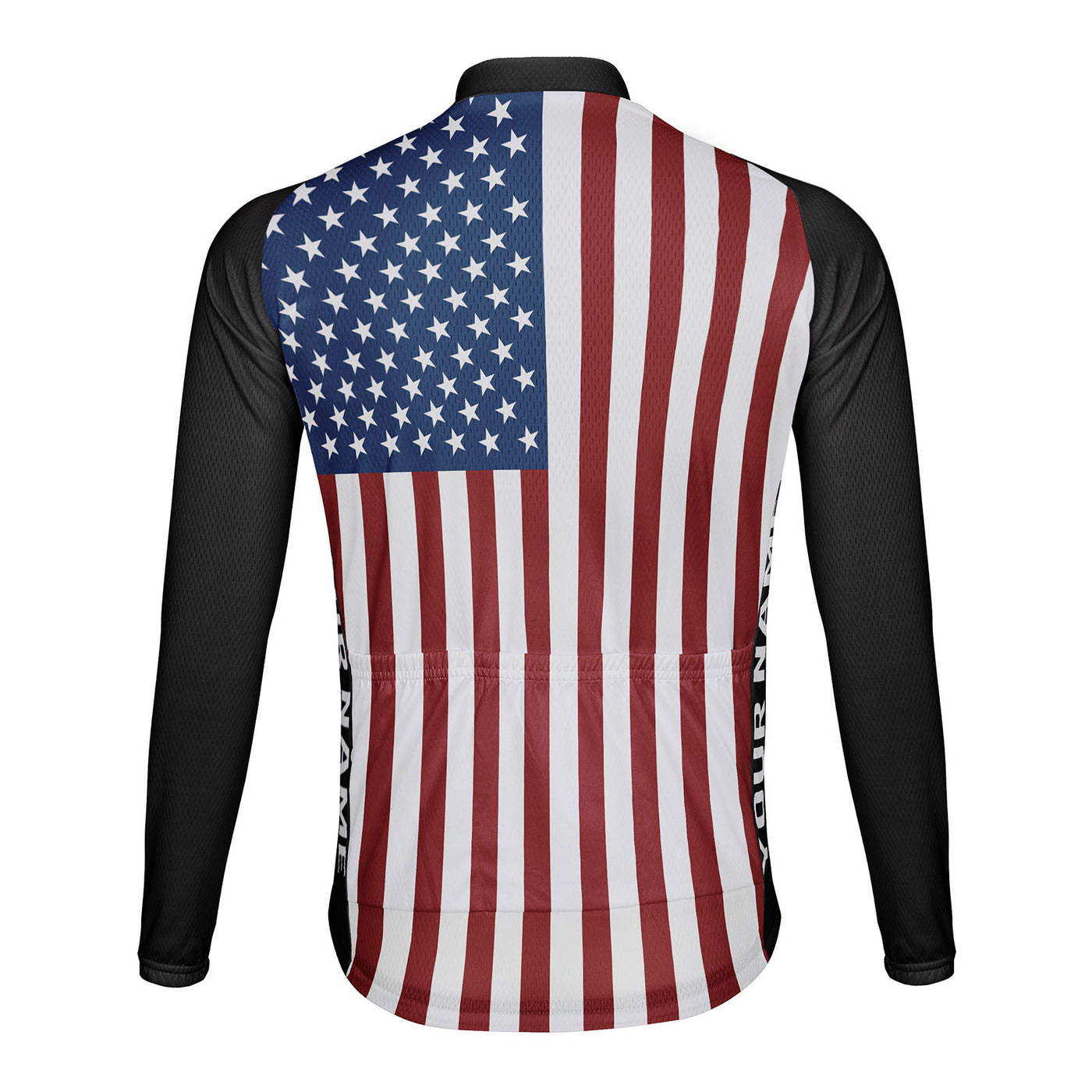 Customized Usa Flag Men's Winter Thermal Fleece Cycling Jersey Long Sleeve