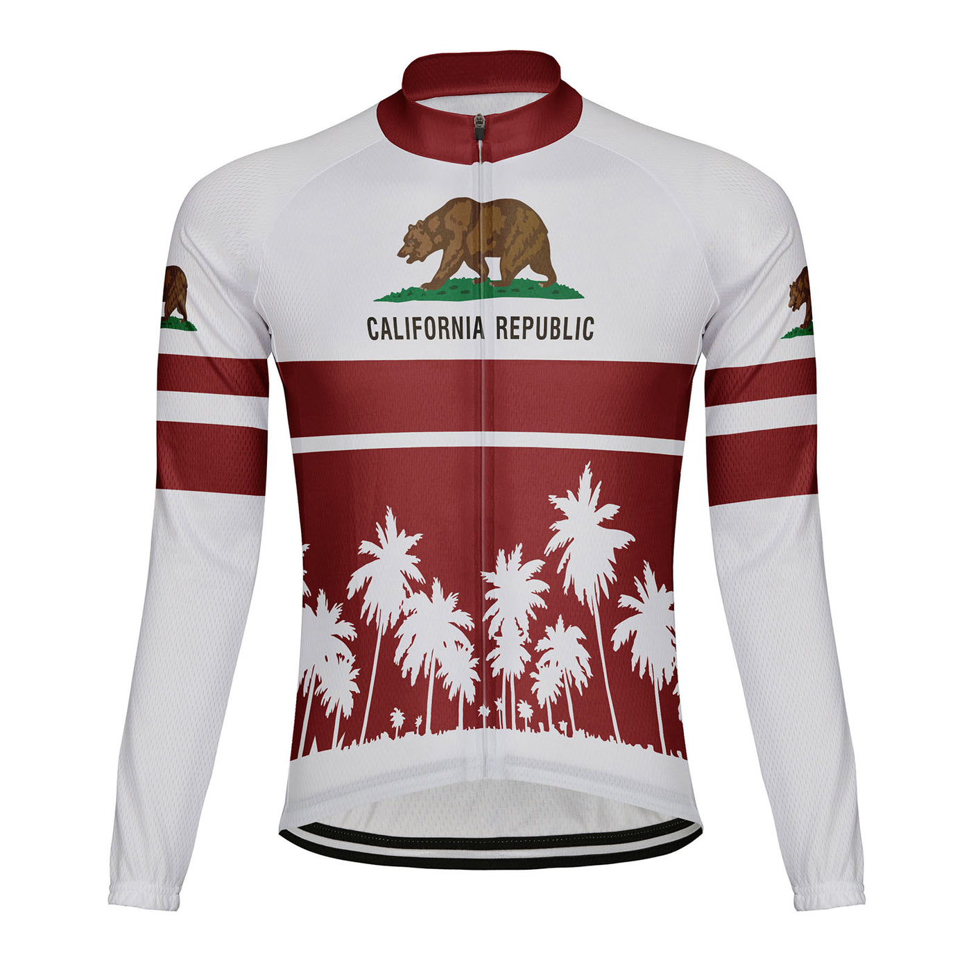 Customized California Men's Winter Thermal Fleece Cycling Jersey Long Sleeve