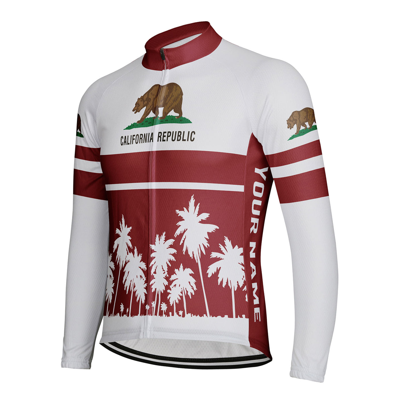 Customized California Men's Winter Thermal Fleece Cycling Jersey Long Sleeve