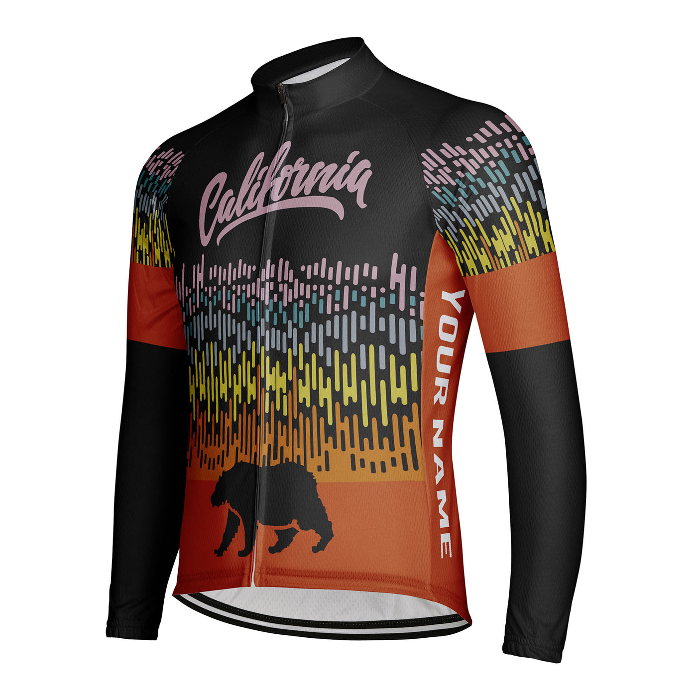 Customized California Men's Winter Thermal Fleece Cycling Jersey Long Sleeve