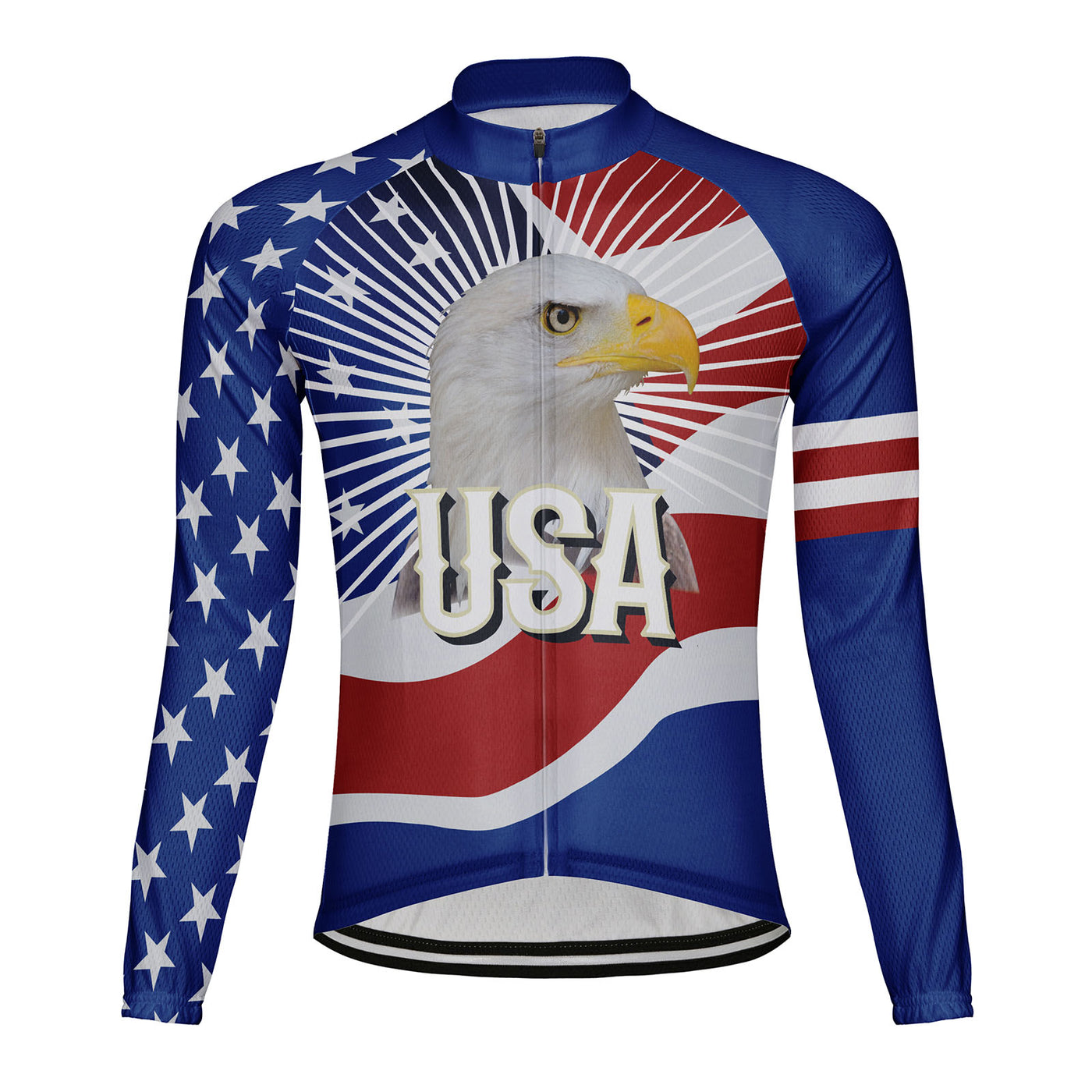 Customized USA America Men's Winter Thermal Fleece Cycling Jersey Long Sleeve