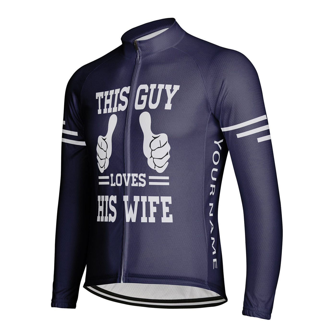 Customized This Guy Loves His Wife Men's Winter Thermal Fleece Cycling Jersey Long Sleeve