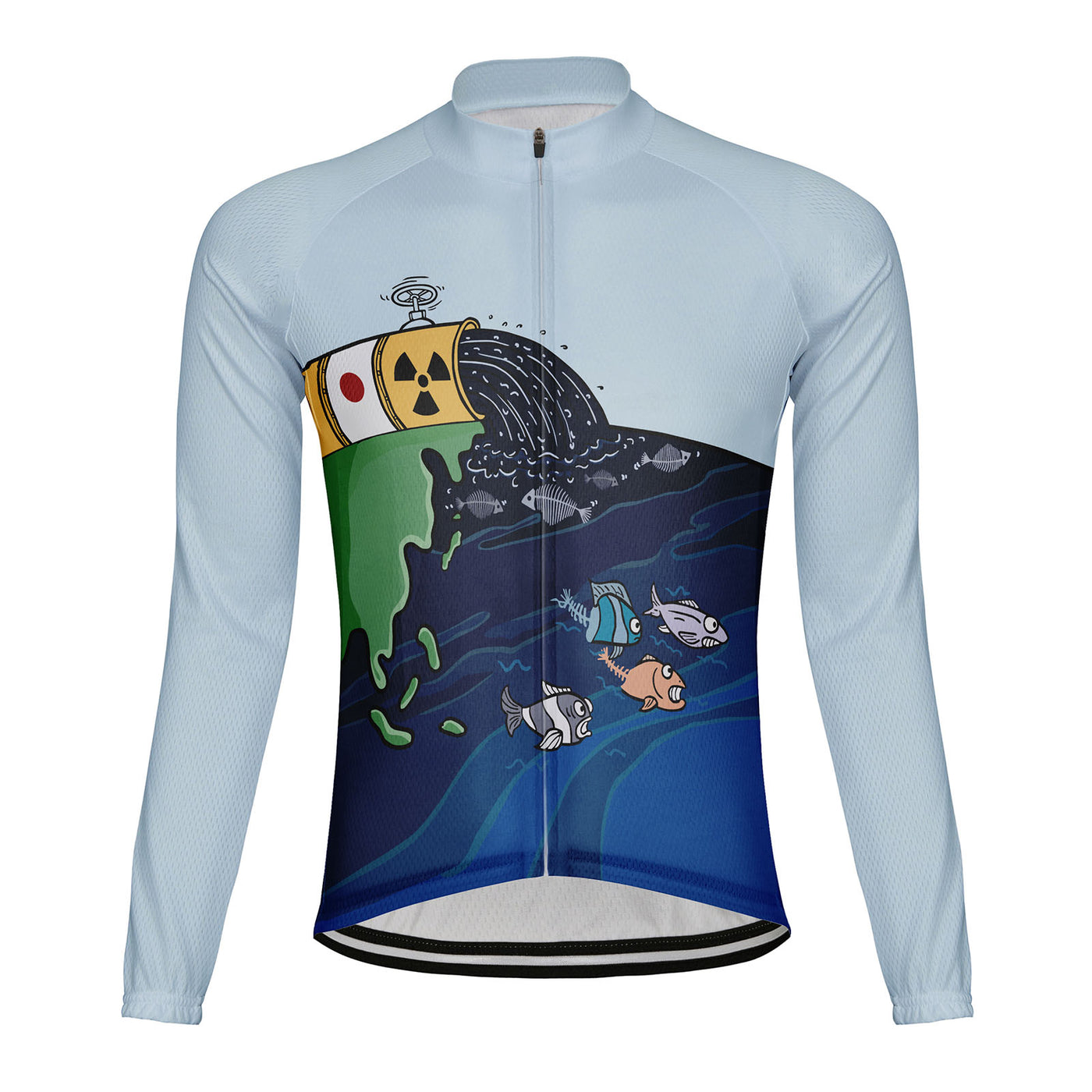 Customized Japan's Nuclear Sewage Discharge Men's Winter Thermal Fleece Cycling Jersey Long Sleeve