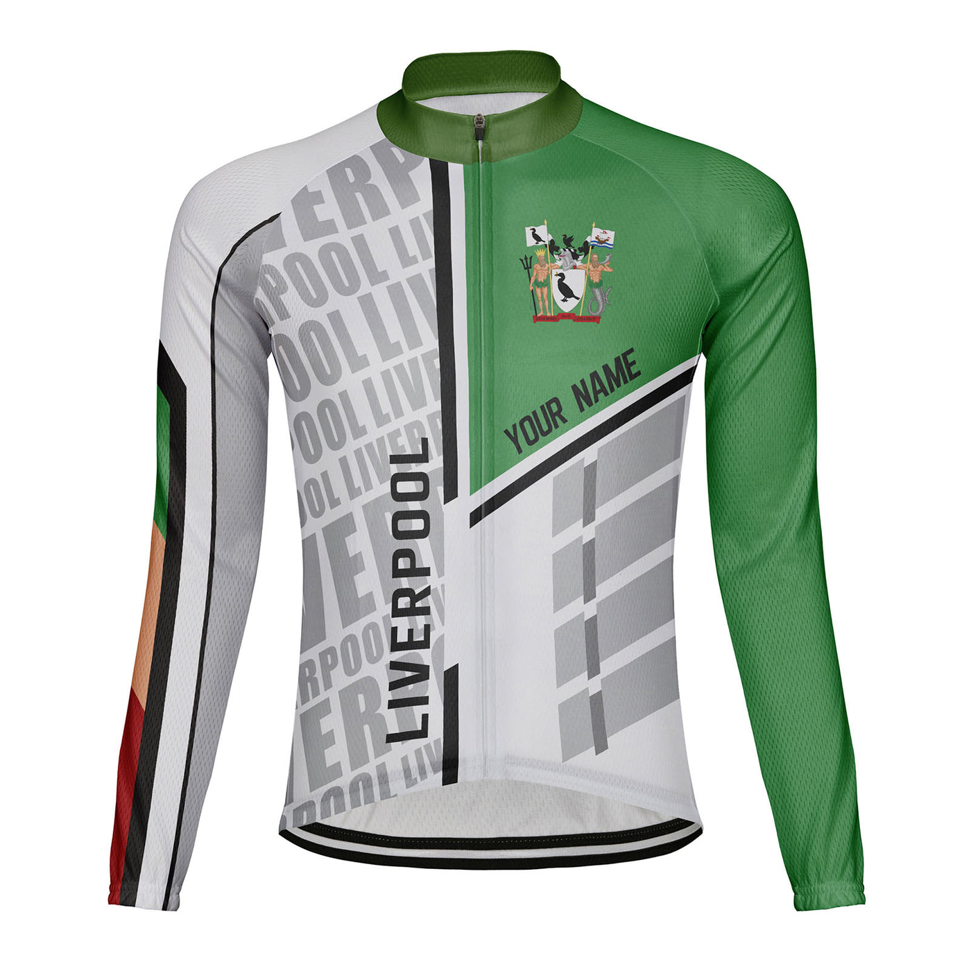 Customized Liverpool Men's Winter Thermal Fleece Cycling Jersey Long Sleeve