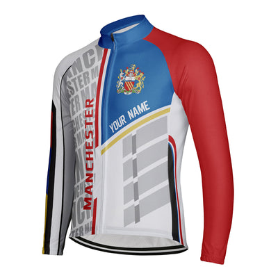Customized Manchester Men's Winter Thermal Fleece Cycling Jersey Long Sleeve