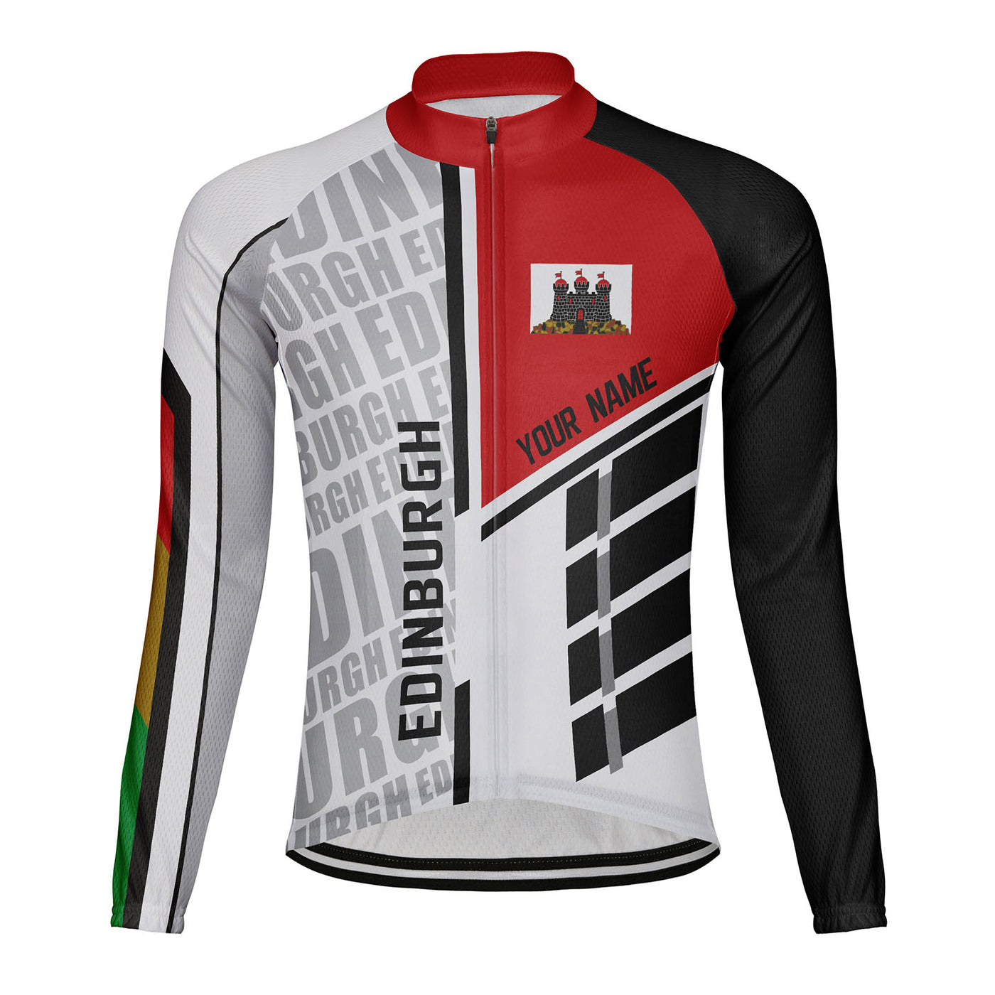 Customized Edinburgh Men's Winter Thermal Fleece Cycling Jersey Long Sleeve