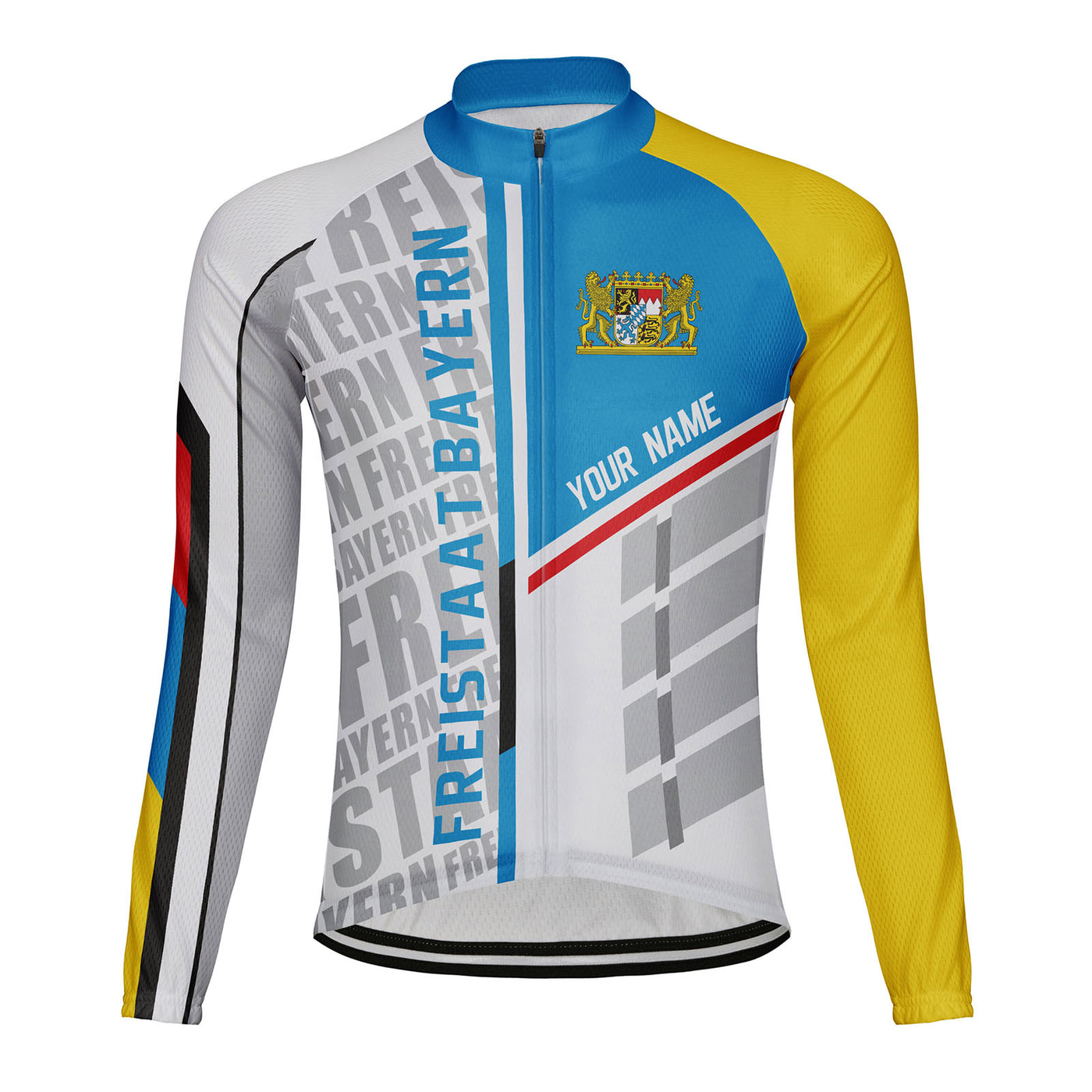 Customized Freistaat Bayern Men's Winter Thermal Fleece Cycling Jersey Long Sleeve