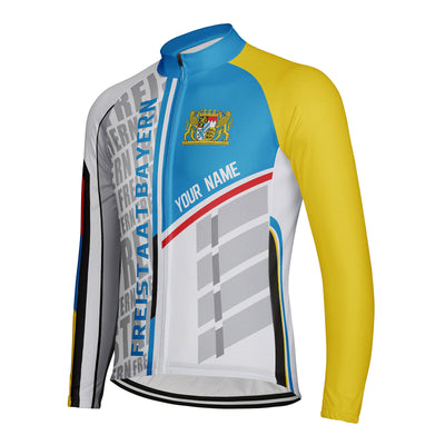 Customized Freistaat Bayern Men's Winter Thermal Fleece Cycling Jersey Long Sleeve