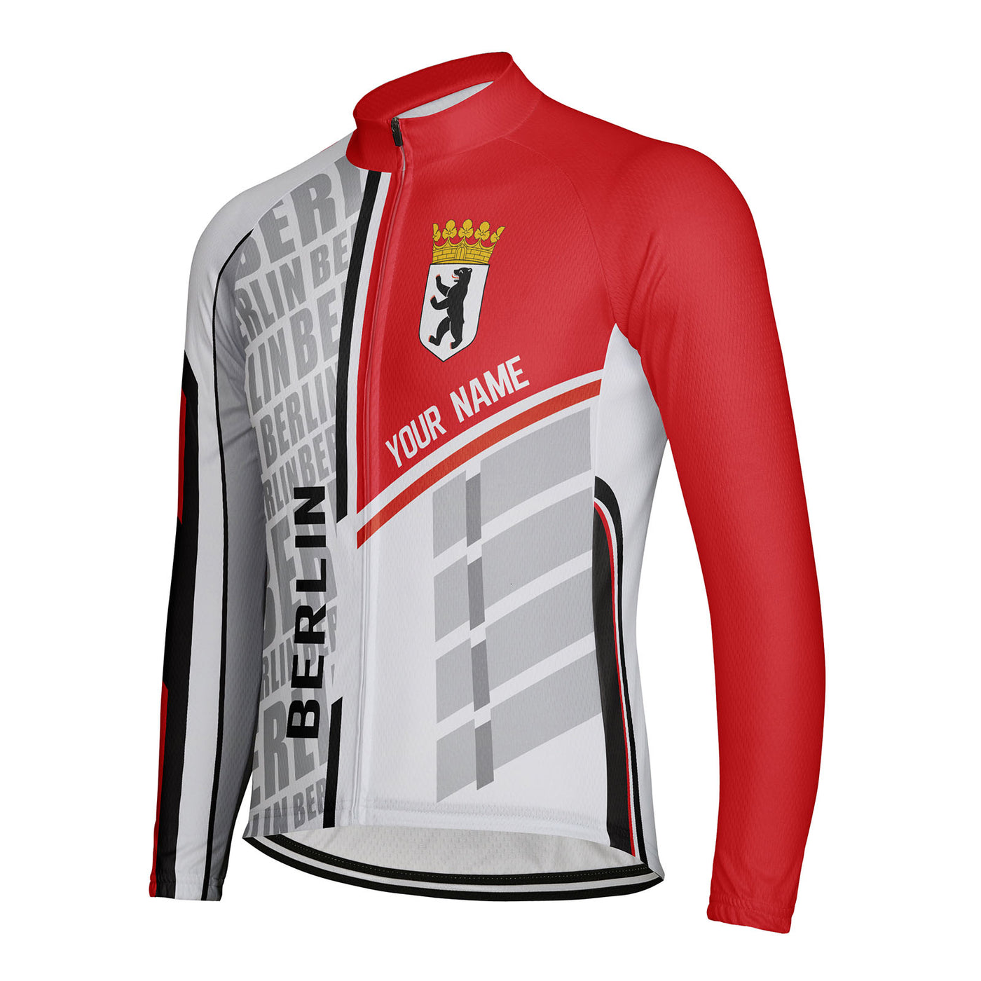 Customized Berlin Men's Winter Thermal Fleece Cycling Jersey Long Sleeve
