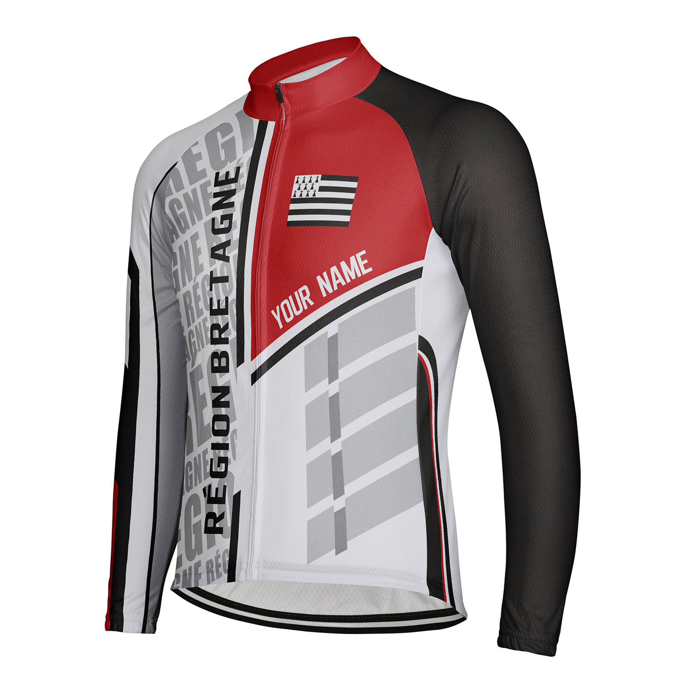 Customized Région Bretagne Men's Cycling Jersey Long Sleeve