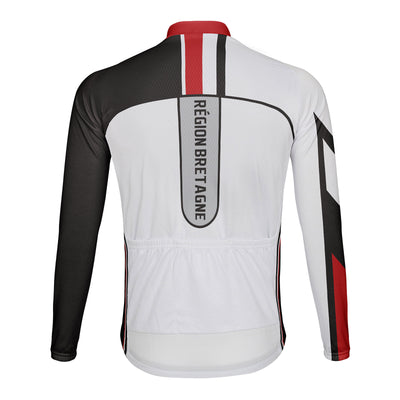 Customized Région Bretagne Men's Winter Thermal Fleece Cycling Jersey Long Sleeve