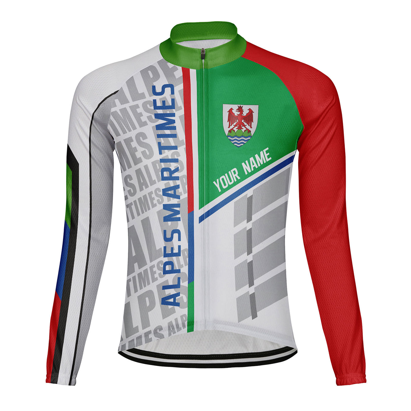 Customized Alpes Maritimes Men's Winter Thermal Fleece Cycling Jersey Long Sleeve