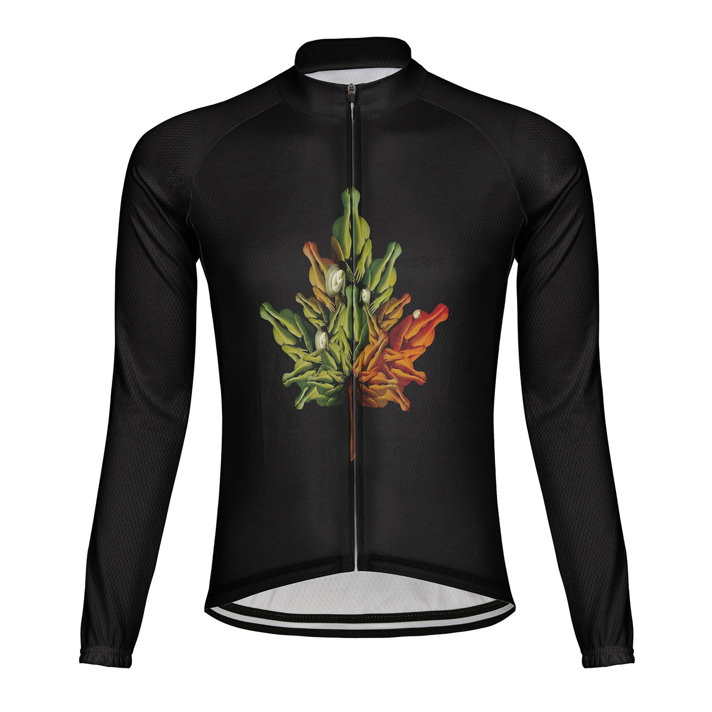 Customized Human Maple Leaf Men's Winter Thermal Fleece Cycling Jersey Long Sleeve