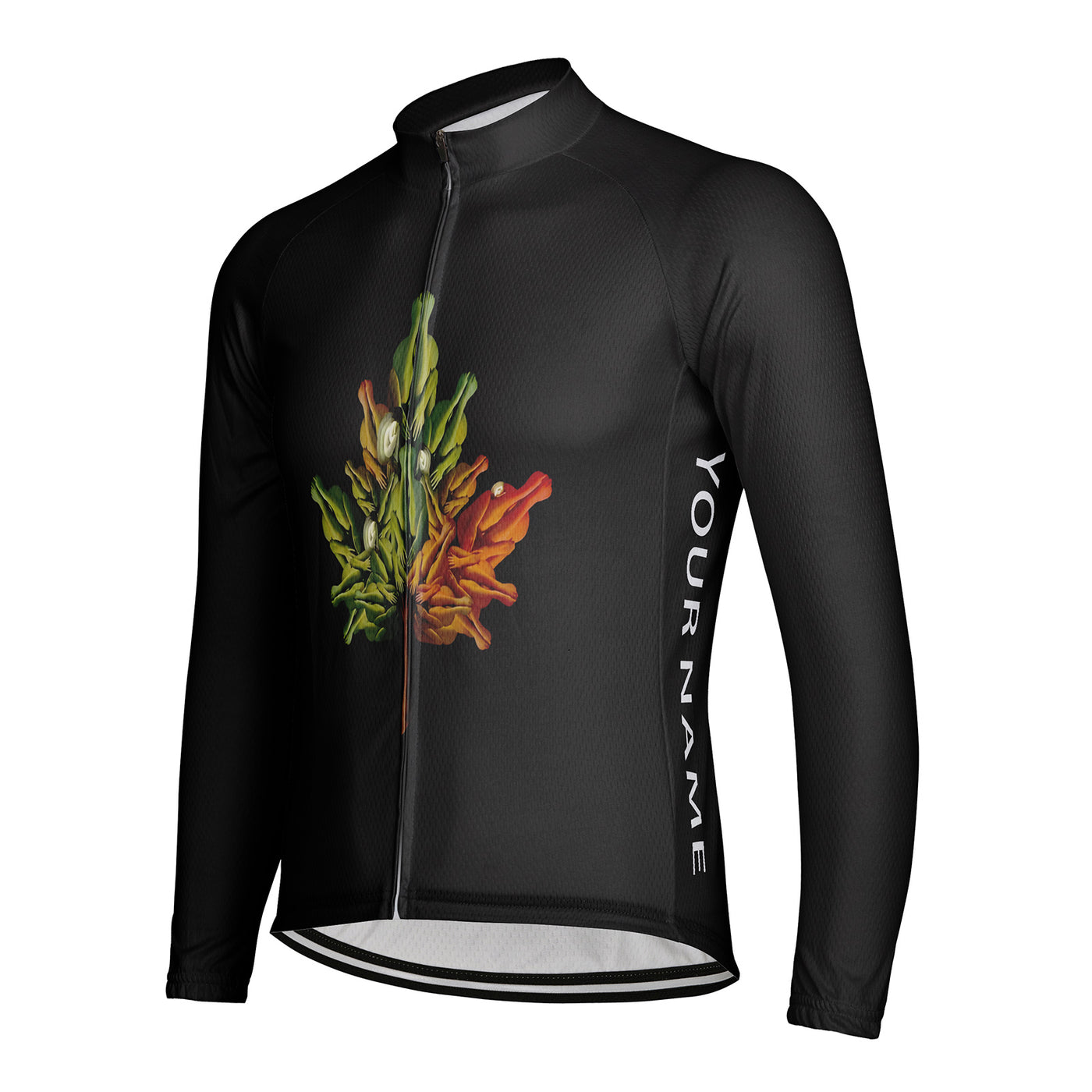 Customized Human Maple Leaf Men's Winter Thermal Fleece Cycling Jersey Long Sleeve
