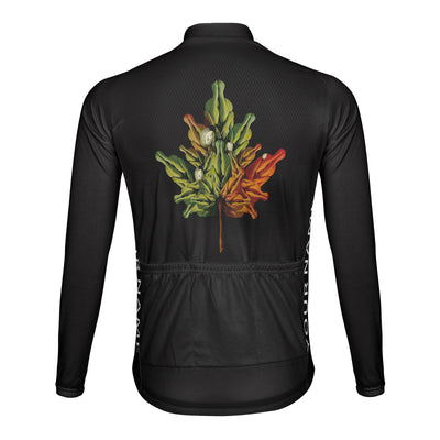 Customized Human Maple Leaf Men's Winter Thermal Fleece Cycling Jersey Long Sleeve