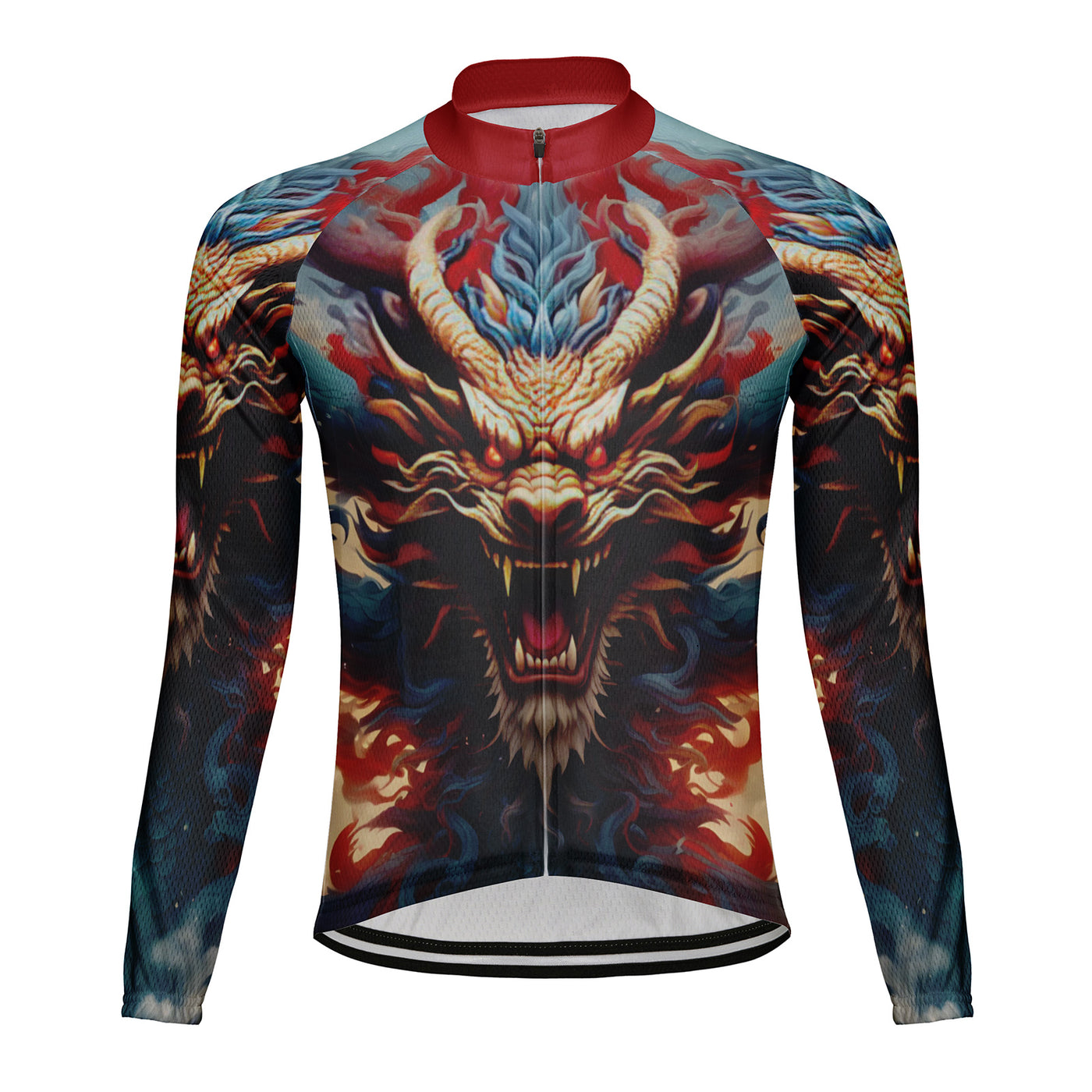 Customized Dragon Men's Winter Thermal Fleece Cycling Jersey Long Sleeve