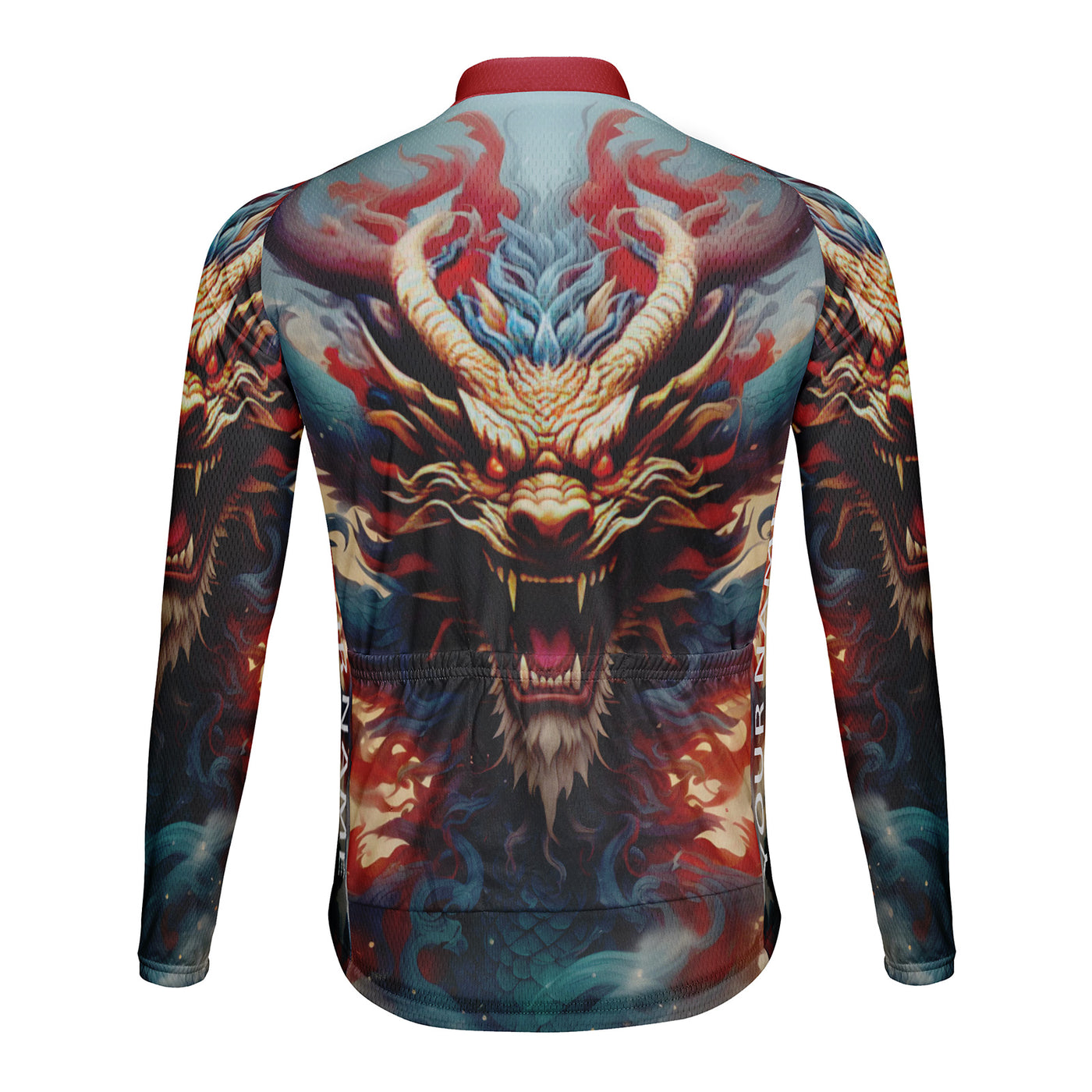 Customized Dragon Men's Winter Thermal Fleece Cycling Jersey Long Sleeve