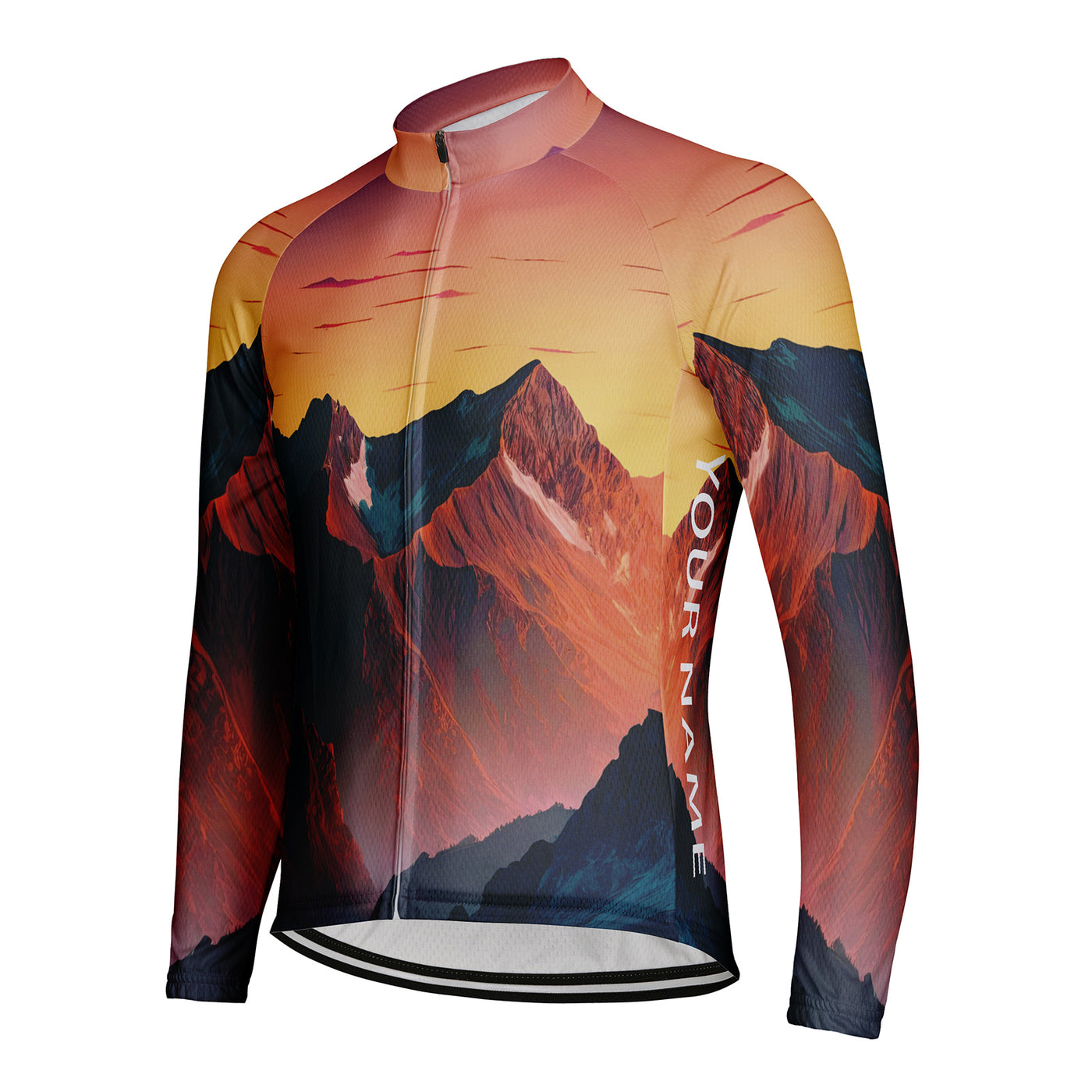 Customized Volcano Men's Winter Thermal Fleece Cycling Jersey Long Sleeve