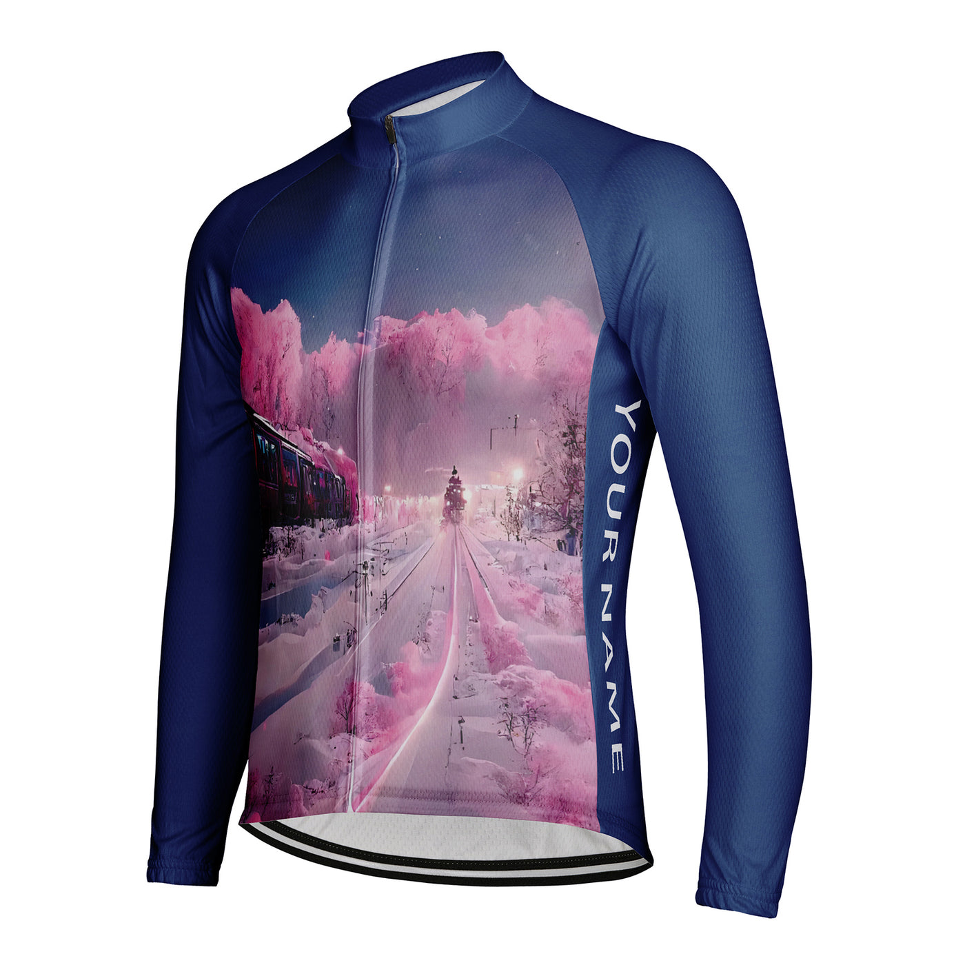 Customized Pink train Men's Cycling Jersey Long Sleeve