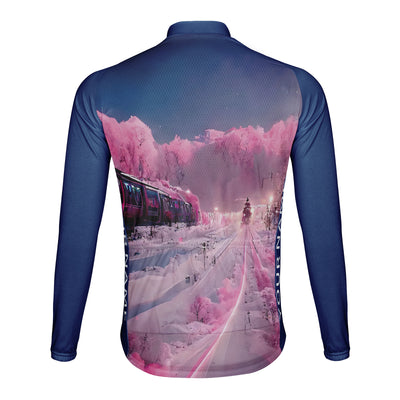 Customized Pink train Men's Cycling Jersey Long Sleeve