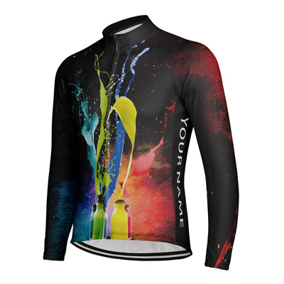 Customized Color Ink Men's Winter Thermal Fleece Cycling Jersey Long Sleeve