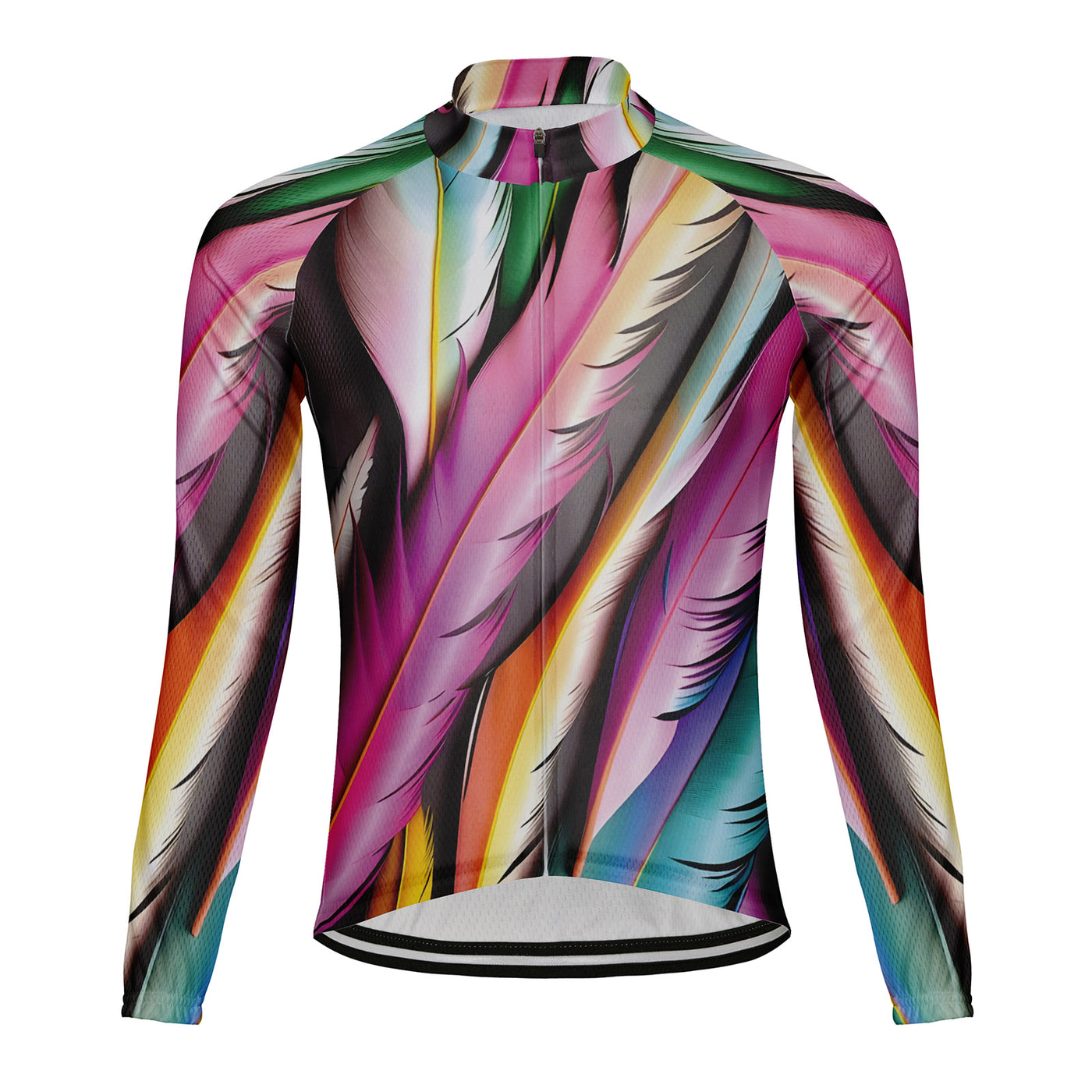Customized Colorful Feathers Men's Cycling Jersey Long Sleeve