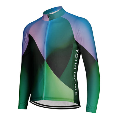 Customized Gradient Green Men's Cycling Jersey Long Sleeve