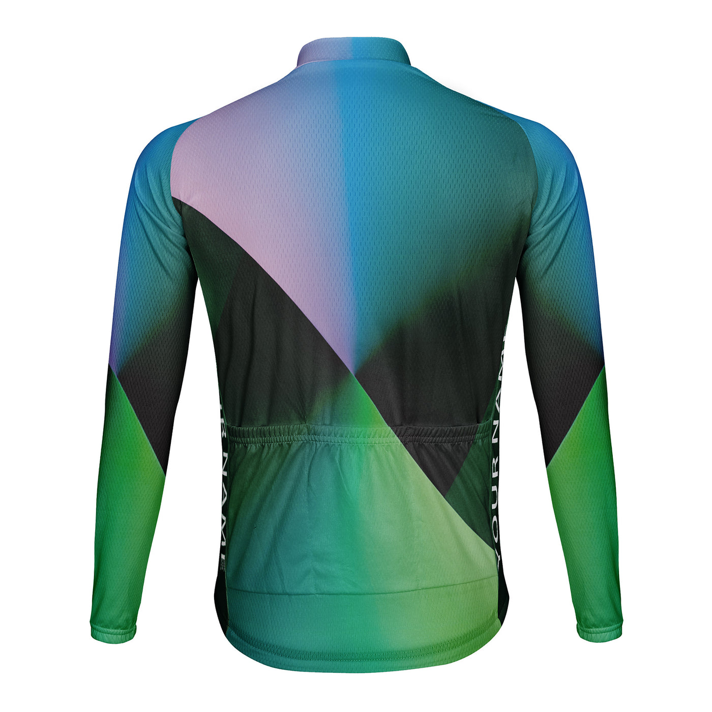 Customized Gradient Green Men's Cycling Jersey Long Sleeve