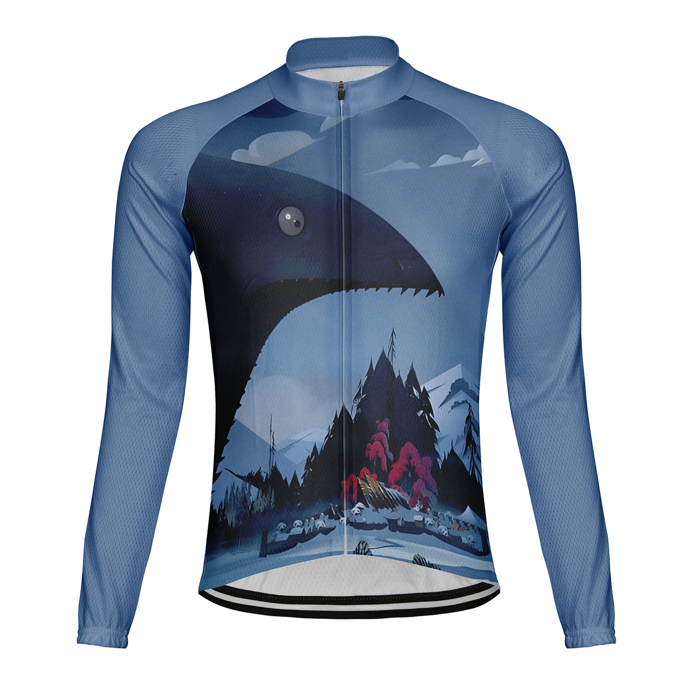 Customized Shark Men's Winter Thermal Fleece Cycling Jersey Long Sleeve