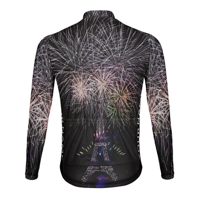 Customized Eiffel Tower Fireworks Show Men's Cycling Jersey Long Sleeve